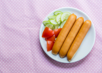 Heap of sausages on a table