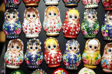 Colorful russian nesting dolls matreshka fridge magnets