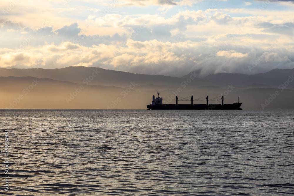 Wall mural Oil tanker in the morning