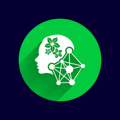 Girl portrait Vector silhouette icon, monochrome