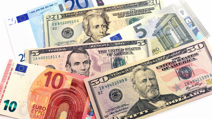 euro and us dollars banknotes