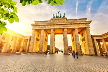 Fotobehang Berlijn Brandenburger Tor bij zonsondergang