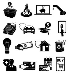 Bill payments icons set