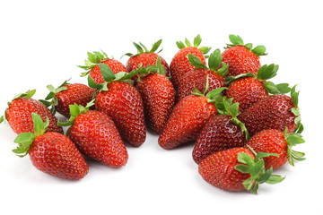 Red strawberries isolated on white background