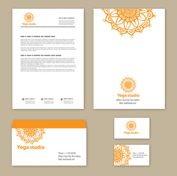 Template corporate style with a round ornament