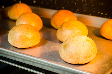 Homemade buns in the oven