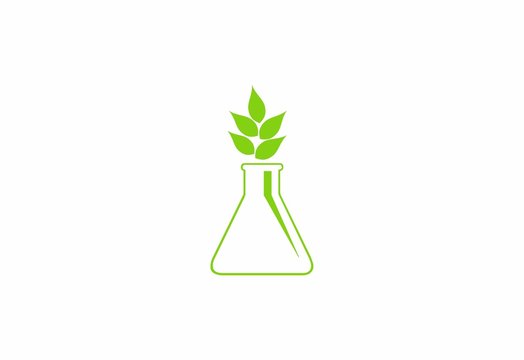 Lab glass,logo ecology, nature , leaf, green icon