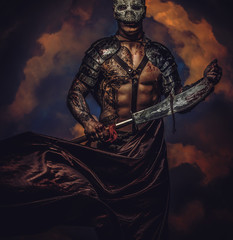 Brutal dangerous tattooed medievel fighter