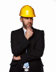 Male in a suit with hard hat
