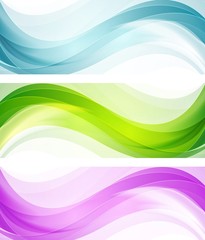 Abstract bright shiny waves. Vector banners