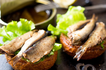 Burger with sardines