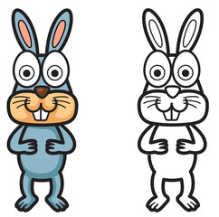 colorful and black and white rabbit for coloring book