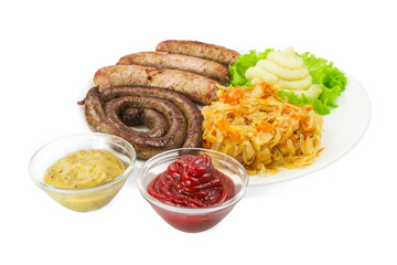 Grilled sausages with vegetables
