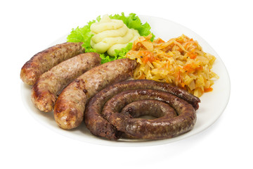 Grilled sausages with vegetables