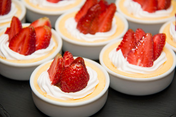 strawberry cheese cake in cup.