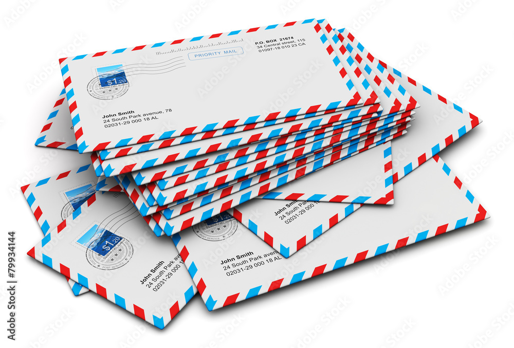 Aufkleber stack of paper airmail letters