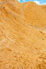 verry close up view on pile construction sand small depth of