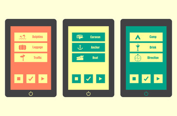 Smartphone with special travel application icons, vector, eps10