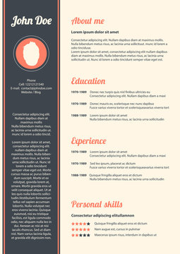 Curriculum vitae with special modern design, vector, eps10