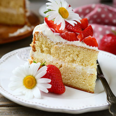 Sweet piece of cake on a plate