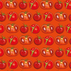 red seamless pattern with tomatoes