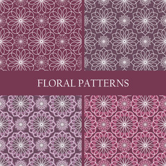 Collection of abstract floral spirograph patterns