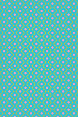 Cute pink flower on blue background pattern