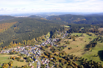Fototapeta na wymiar Luftbild Stützerbach / Thüringer Wald