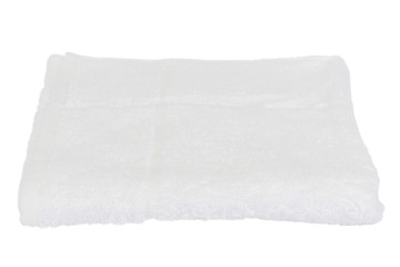Folded bath towel on white isolated background