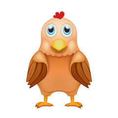 cute brown hen in front view