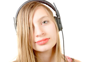 portrait of teenage girl with headphone