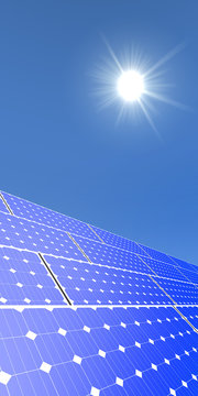 Verticale afbeelding van zonnepanelen