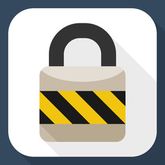 Padlock flat icon with long shadow