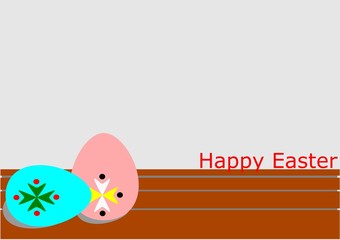 Two easter egg on brown table