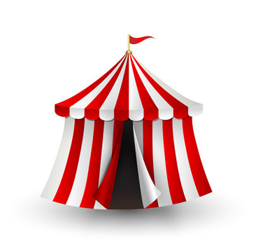 Vector illustration of circus tent with flag