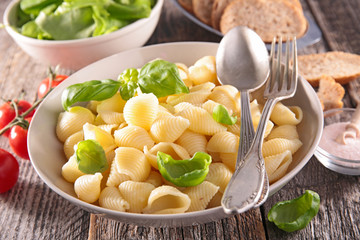 fresh pasta and salad
