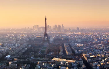 Wandcirkels aluminium Panorama van Parijs bij zonsondergang © TTstudio