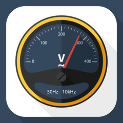 Voltmeter icon with long shadow
