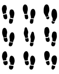 Black prints of different shoes, vector Illustration