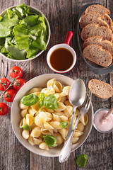 fresh pasta and salad