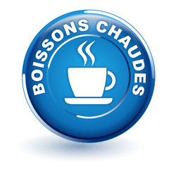 boissons chaudes sur bouton bleu
