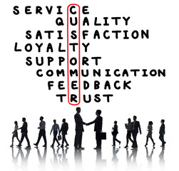 Customer Service Quality Satisfaction Crossword Puzzle Concept