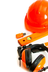Orange style. Working tools on a white background.