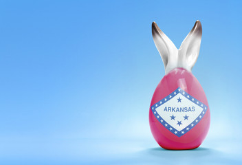 Colorful cute easter egg and the flag of Arkansas .(series)