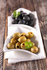 fresh green and black olives