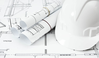 Drawings for building house and helmet. Working drawings.