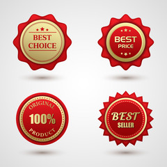 Set of Gold red best choice badge