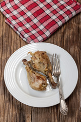 Cooked chicken sticks.