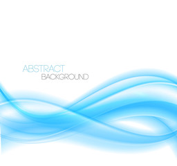 Abstract Blue curved lines background. Wave Template design