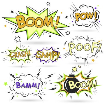 collection of multicolored comic sound effects